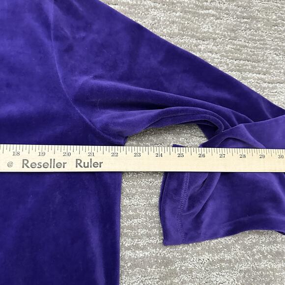 Quacker Factory Lounge Set Womens Large Purple Velour Rhinestone Cozy Pants - Picture 9 of 16